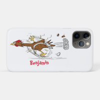 Funny running cool chicken cartoon illustration