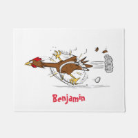 Funny running cool chicken cartoon illustration