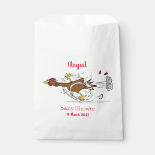 Funny running cool chicken cartoon illustration favour bag