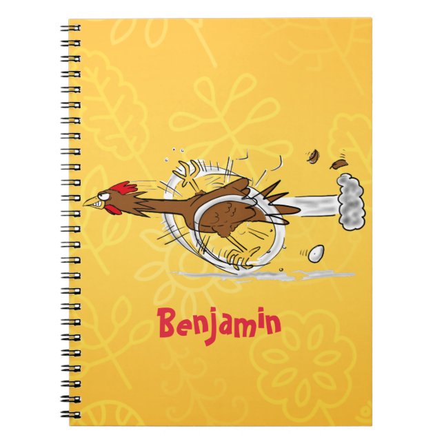 Funny running cool chicken cartoon illustration notebook (Front)