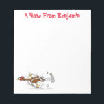 Funny running cool chicken cartoon illustration notepad<br><div class="desc">These funny notes feature our crazy,  funny running chicken cartoon. Faster than a speeding pullet!</div>