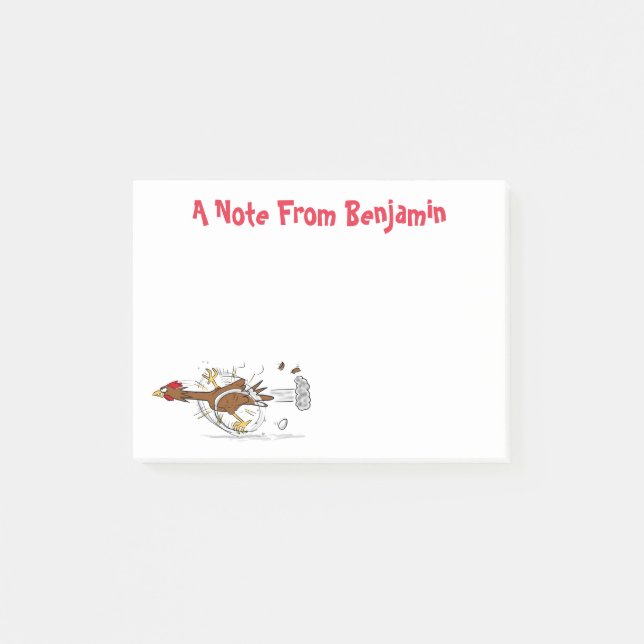 Funny running cool chicken cartoon illustration post-it notes (Front)