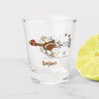 Funny running cool chicken cartoon illustration