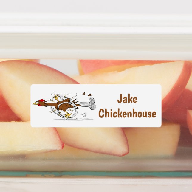 Funny running cool chicken cartoon personalised (Affixed)