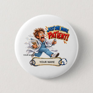 Funny Running Doctor Personalised Name Gift 6 Cm Round Badge