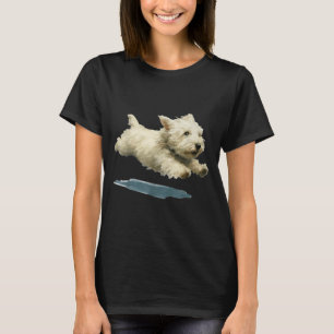 Funny running dog art print cute westie dog T-Shirt
