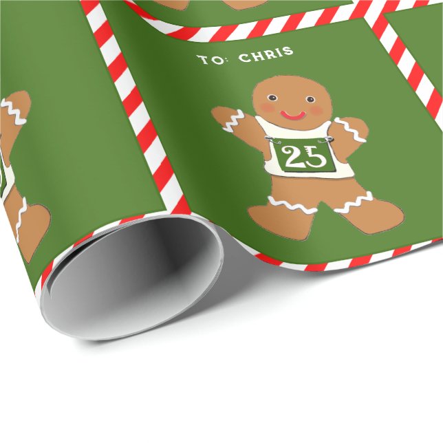 Funny Running Gingerbread Man Wrapping Paper (Roll Corner)