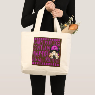 Funny Running Quote Gnome For Women Cute Grandma Large Tote Bag