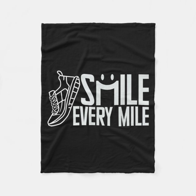 Funny Running Runner Smile Every Mile Cool Graphic Fleece Blanket (Front)