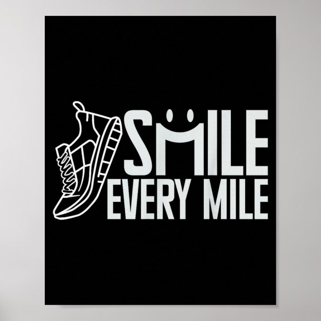 Funny Running Runner Smile Every Mile Cool Graphic Poster (Front)