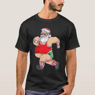 Funny Running Santa Christmas Gift Run Jogging Mar T-Shirt