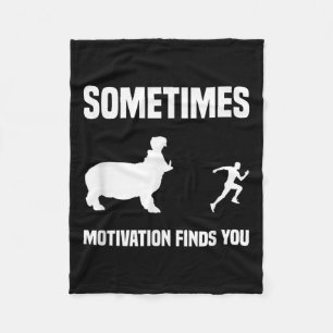 Funny Running Shirt Sport Runner Hippo Motivation Fleece Blanket