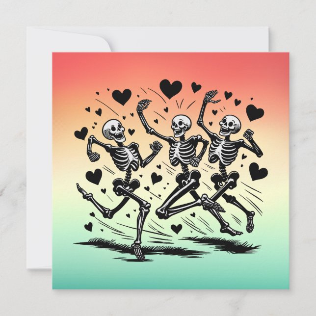 Funny Running Skeleton Valentine's Day Pillow Holiday Card (Front)
