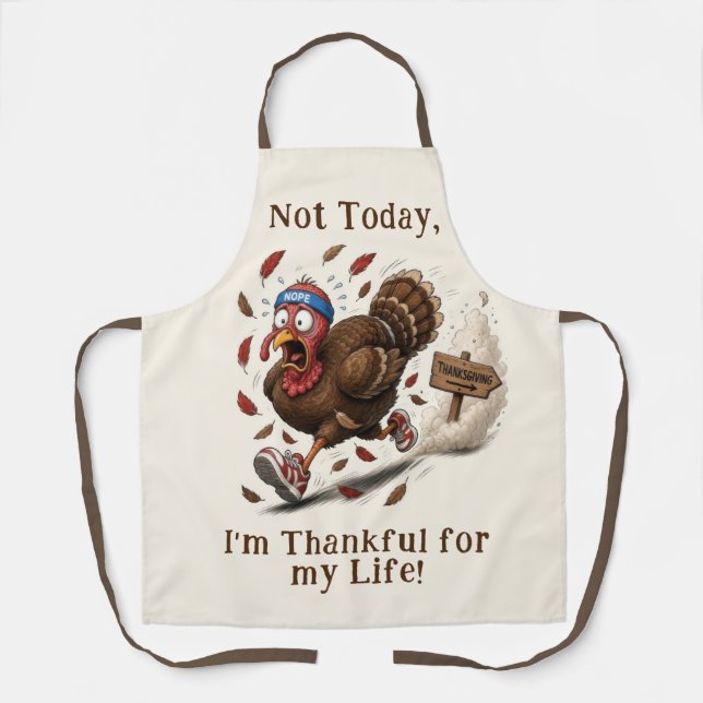 Funny Running Turkey Thanksgiving Apron (Front)