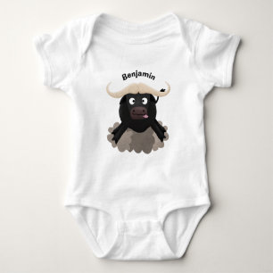 Funny running water buffalo cartoon baby bodysuit