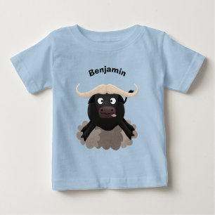 Funny running water buffalo cartoon baby T-Shirt