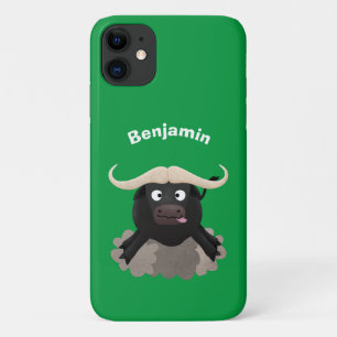 Funny running water buffalo cartoon iPhone 11 case