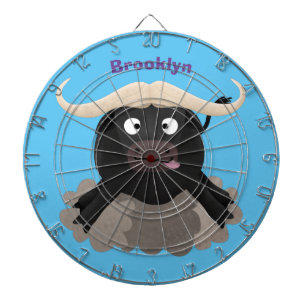 Funny running water buffalo cartoon dartboard