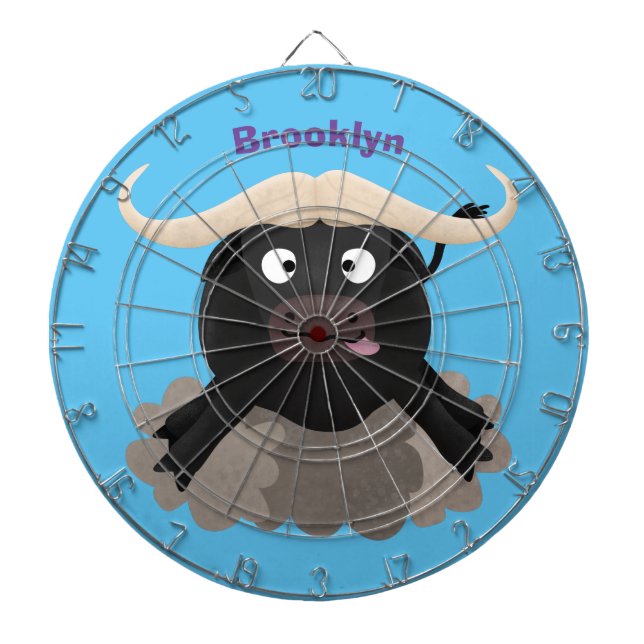 Funny running water buffalo cartoon dartboard (Front)
