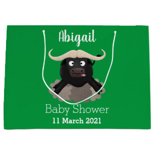 Funny running water buffalo cartoon large gift bag