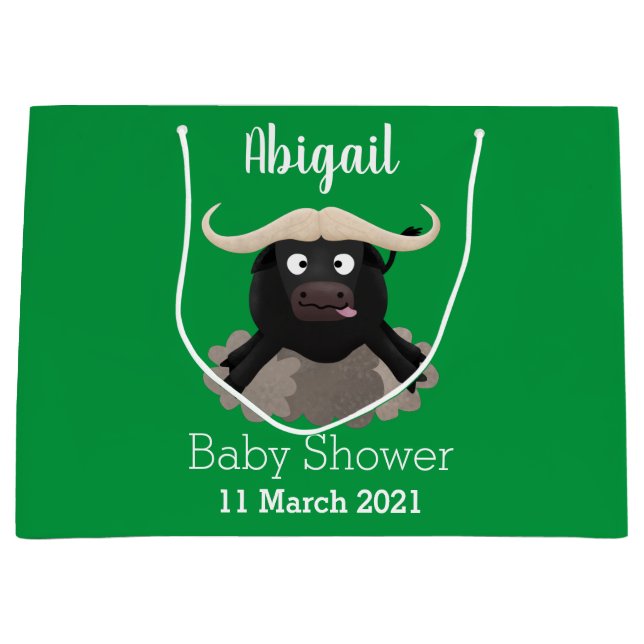 Funny running water buffalo cartoon large gift bag (Front)