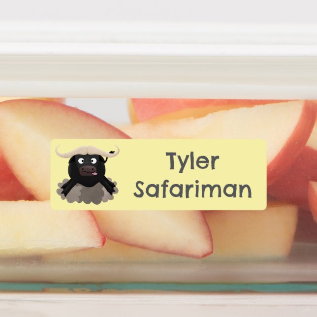 Funny running water buffalo cartoon personalised (Affixed)