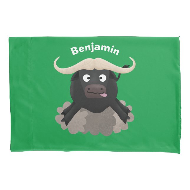 Funny running water buffalo cartoon pillowcase (Front)