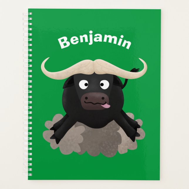 Funny running water buffalo cartoon planner (Front)