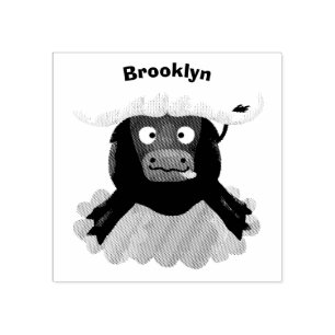 Funny running water buffalo cartoon rubber stamp