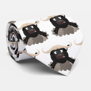 Funny running water buffalo cartoon tie