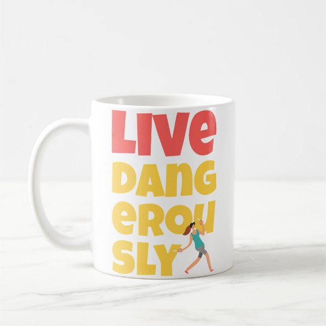Funny Running With Scissors Live Dangerously Coffee Mug (Left)