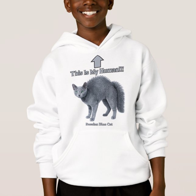 Funny Russian Blue Cat – This Is My Human (Front)