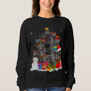 Funny Russian Blue Christmas Tree Pet Cat Lover Gi Sweatshirt