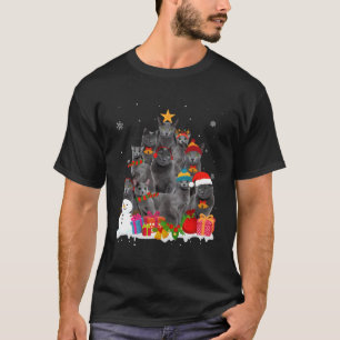 Funny Russian Blue Christmas Tree Pet Cat Lover Xm T-Shirt
