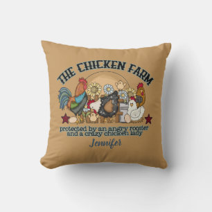 Funny Rust Brown Chicken Farm  Cushion