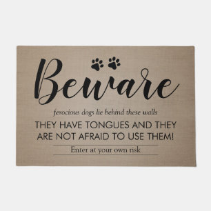 Funny Rustic Country Beware of the Dogs Doormat