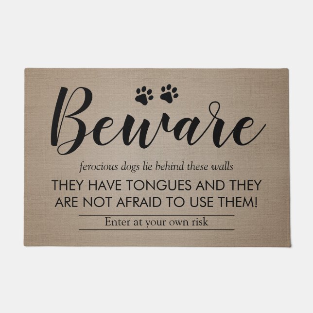 Funny Rustic Country Beware of the Dogs Doormat (Front)