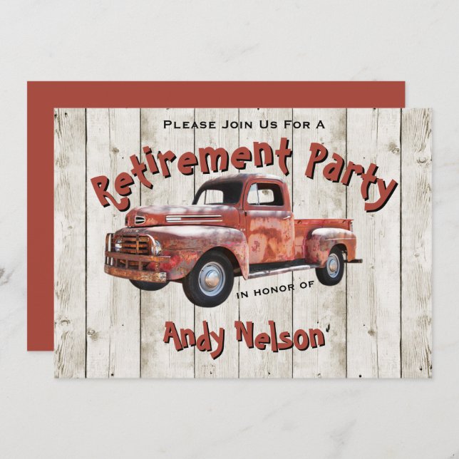 Funny Rustic Retirement Party Invitation (Front/Back)