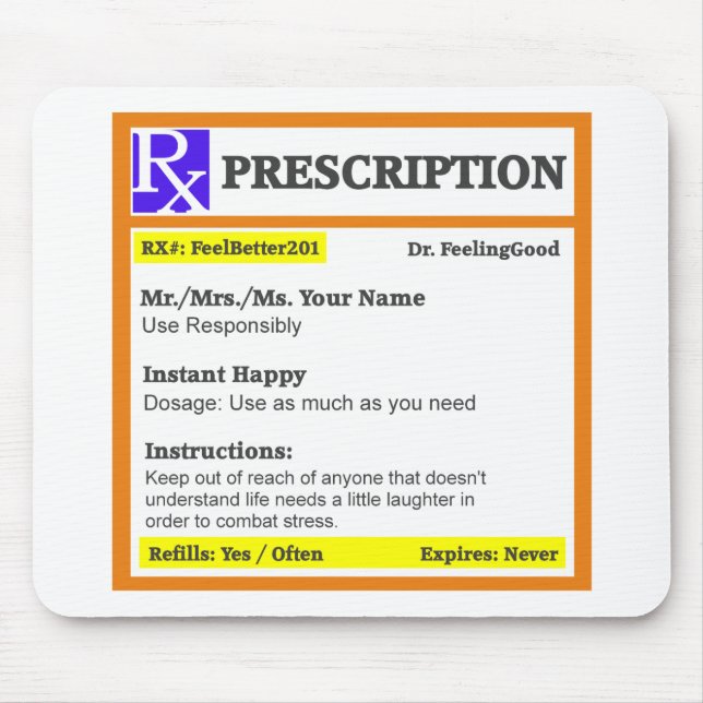 Funny rx prescription mouse pad (Front)
