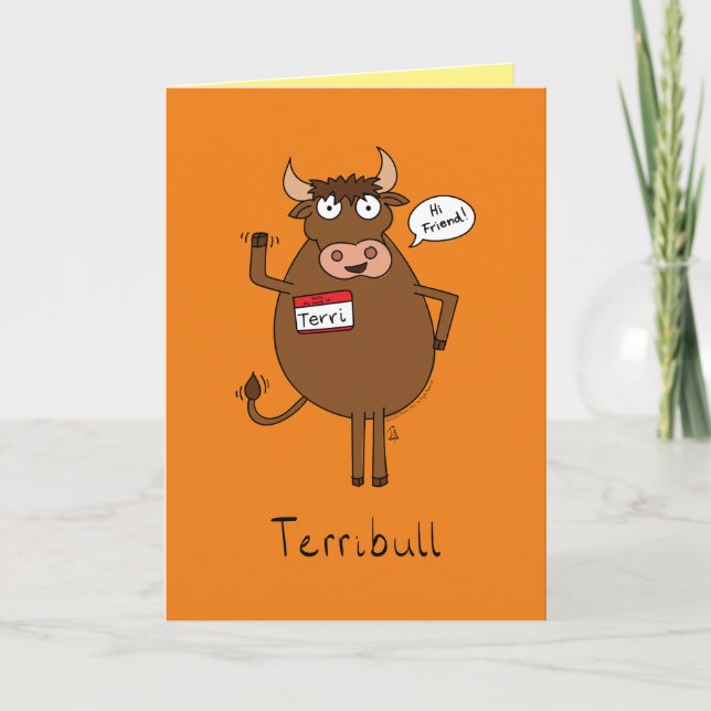 Funny Sad Bull Sorry Greeting Card (Front)