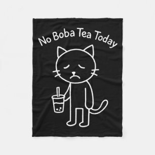 Funny sad cat meme boba tea milktea lover bobaholi fleece blanket