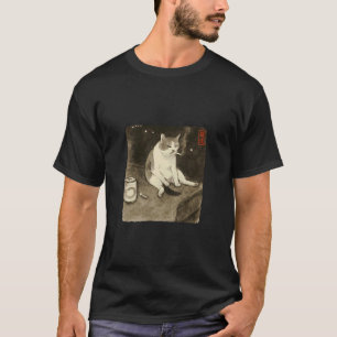 Funny Sad Cat Smoking Meme Sumi-e Japanese Art Kit T-Shirt