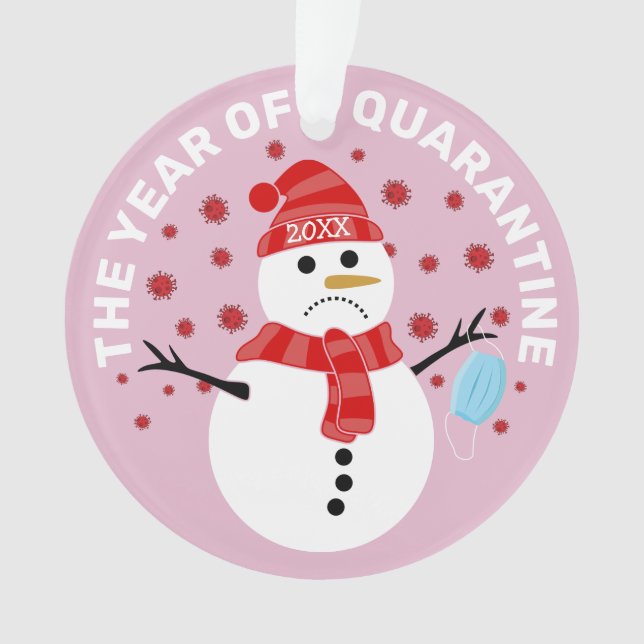 Funny Sad Snowman Quarantine Christmas Ornament (Front)