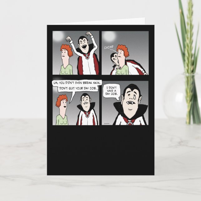 Funny Sad Vampire Halloween Card (Front)