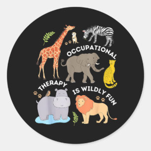 Funny Safari Animal Occupational Therapy OT Speech Classic Round Sticker