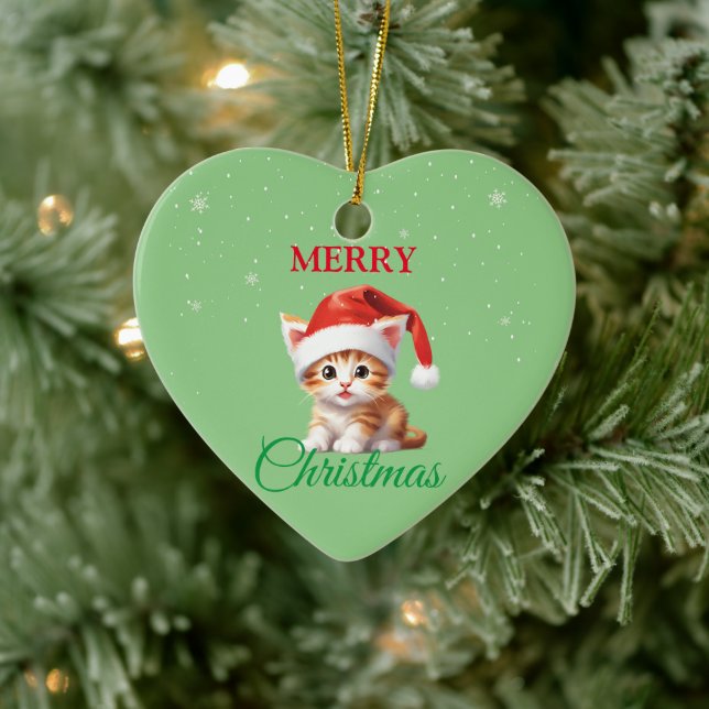Funny Safari animals Cat Santa Christmas Costume Ceramic Ornament (Tree)