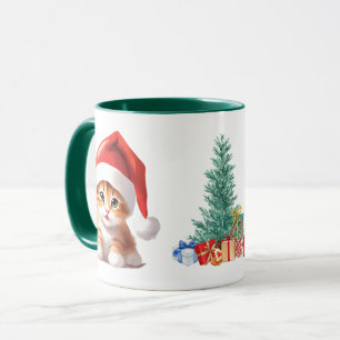 Funny Safari animals Cat Santa Christmas Costume Mug
