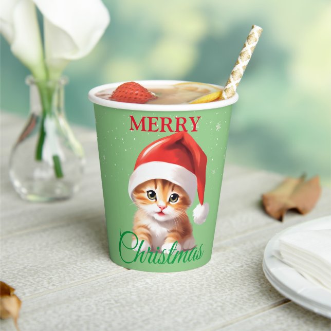 Funny Safari animals Cat Santa Christmas Costume Paper Cups (Insitu)