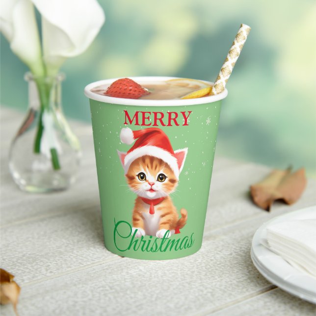 Funny Safari animals Cat Santa Christmas Costume Paper Cups (Insitu)