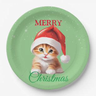Funny Safari animals Cat Santa Christmas Costume Paper Plate